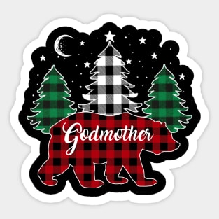 Godmother Bear Buffalo Red Plaid Matching Family Christmas Sticker